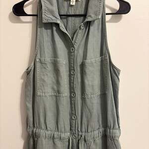 Cloth & Stone Anthropologie Sierra Linen Pocket Jumpsuit Womens M
